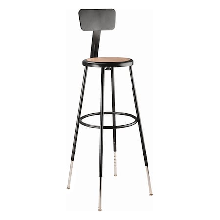 National Public Seating NPS 32 -39" Height Adjustable Heavy Duty Steel Stool With Backrest, Black 6230HB-10
